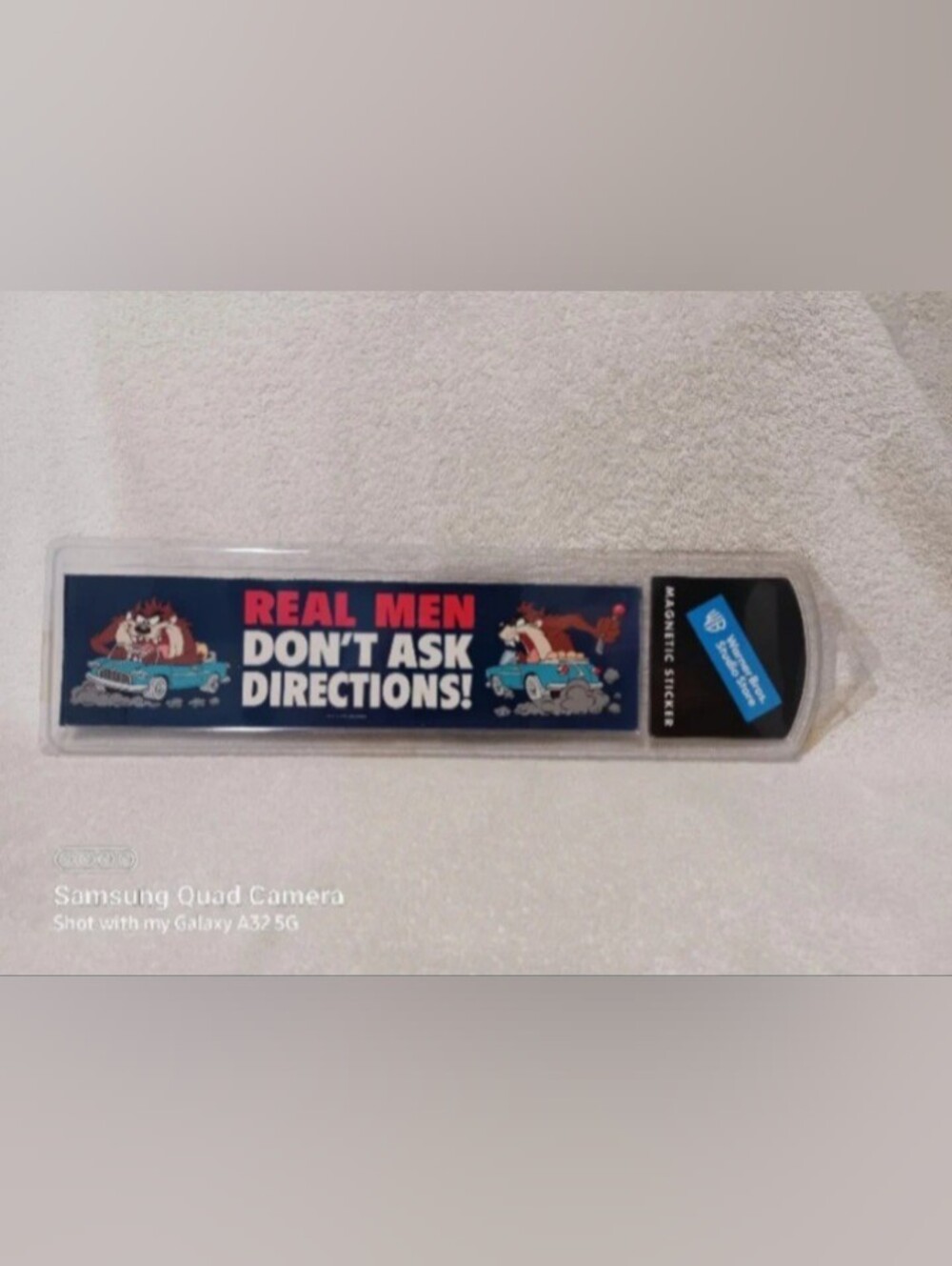 Vintage Looney tunes real men don't ask directions magnetic sticker